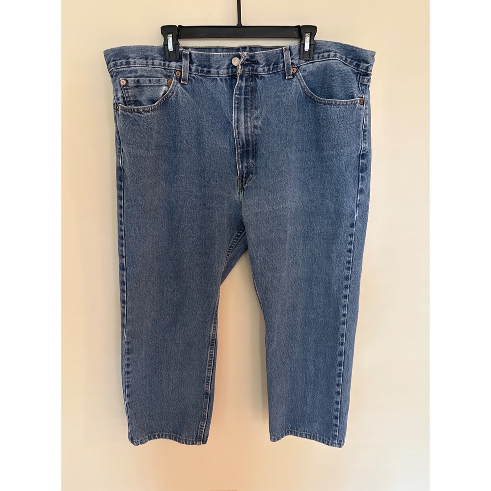 Levis 505 Regular Fit Straight Leg Blue Denim Jeans Mens 42x25 Short Inseam